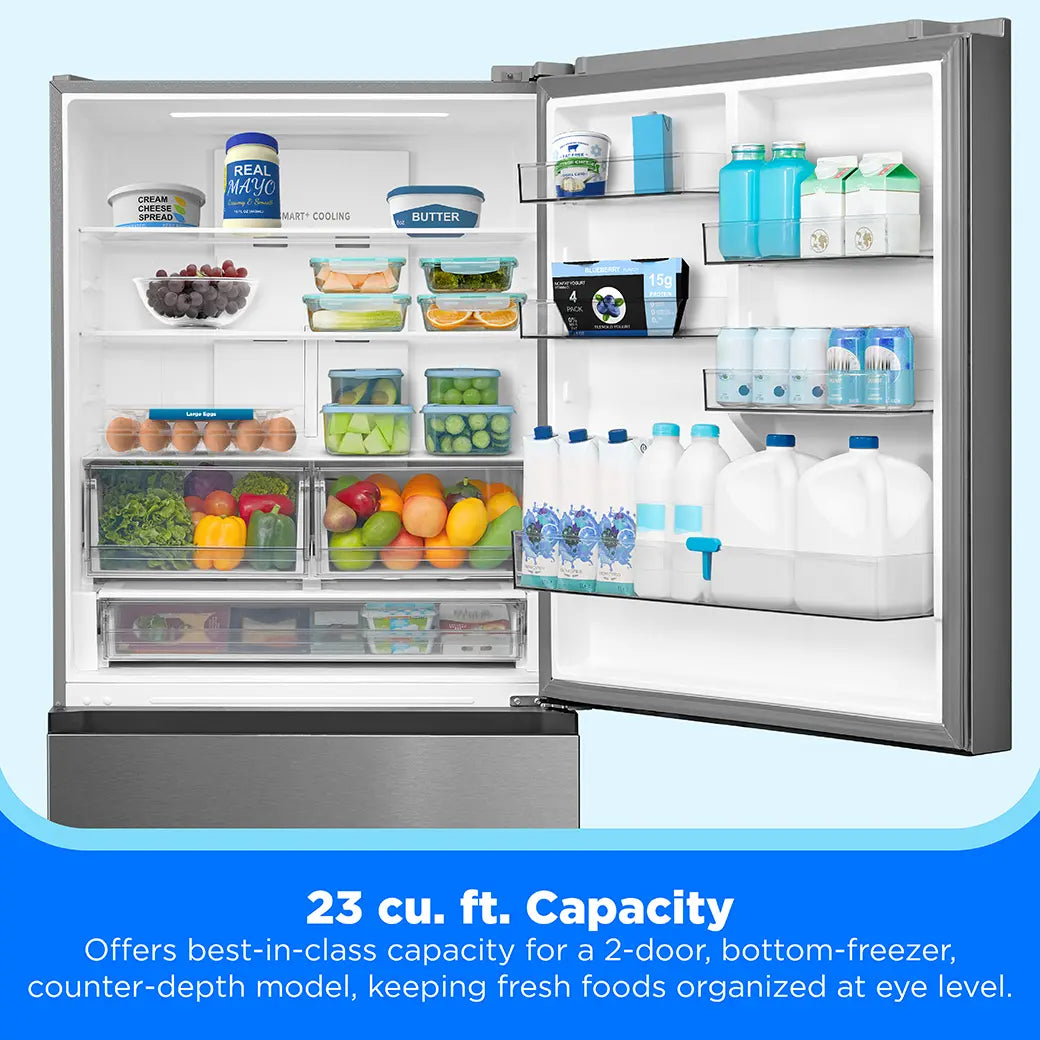 Midea MRB19B7AWW – 18.7 Cu. Ft. Garage-Ready Bottom Freezer Refrigerator – White