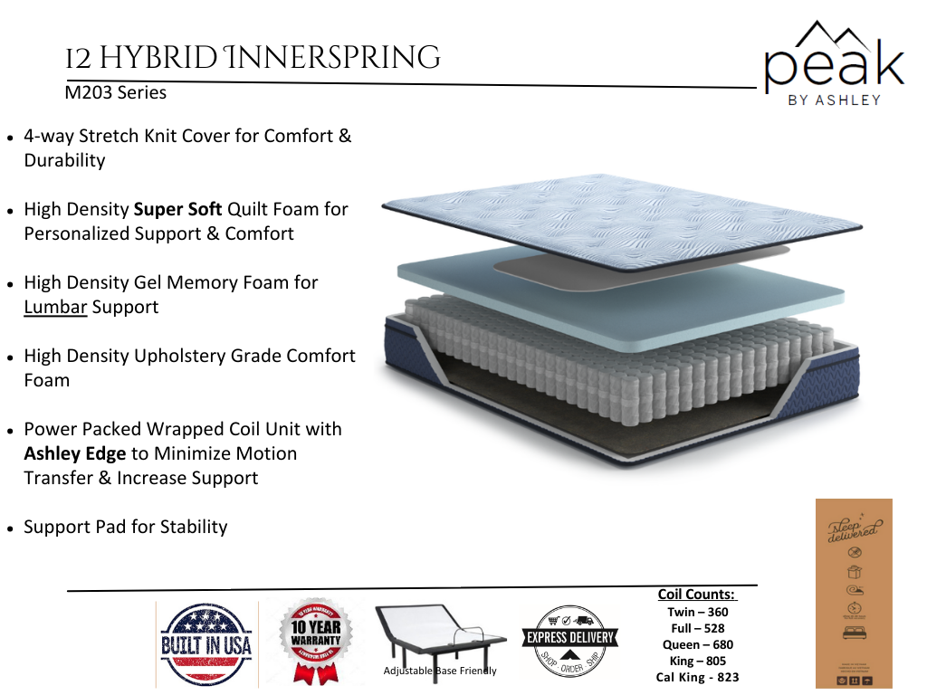 Peak 2.0 12 inch pillowtop hybrid