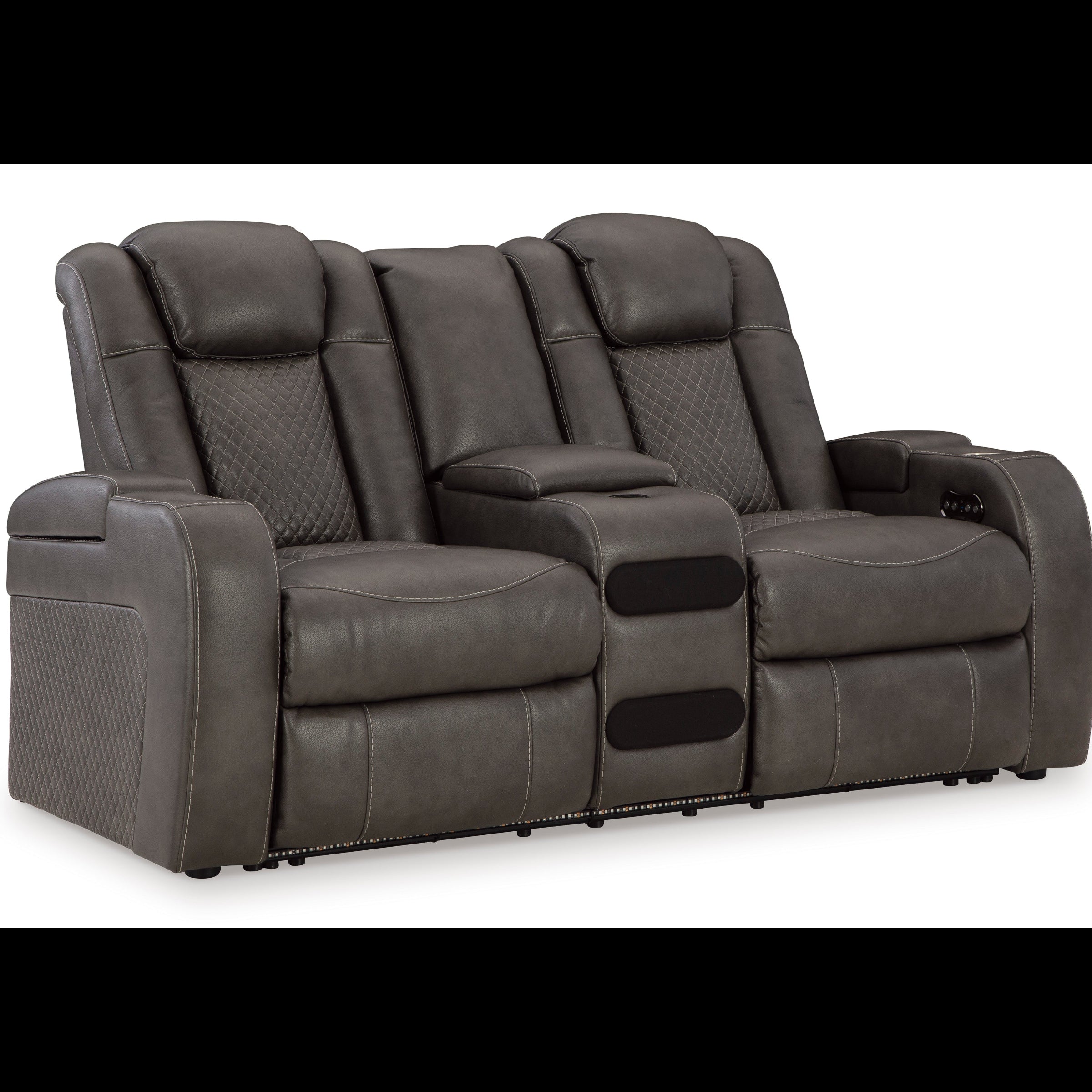 Gray leather recliner sofa on a white background