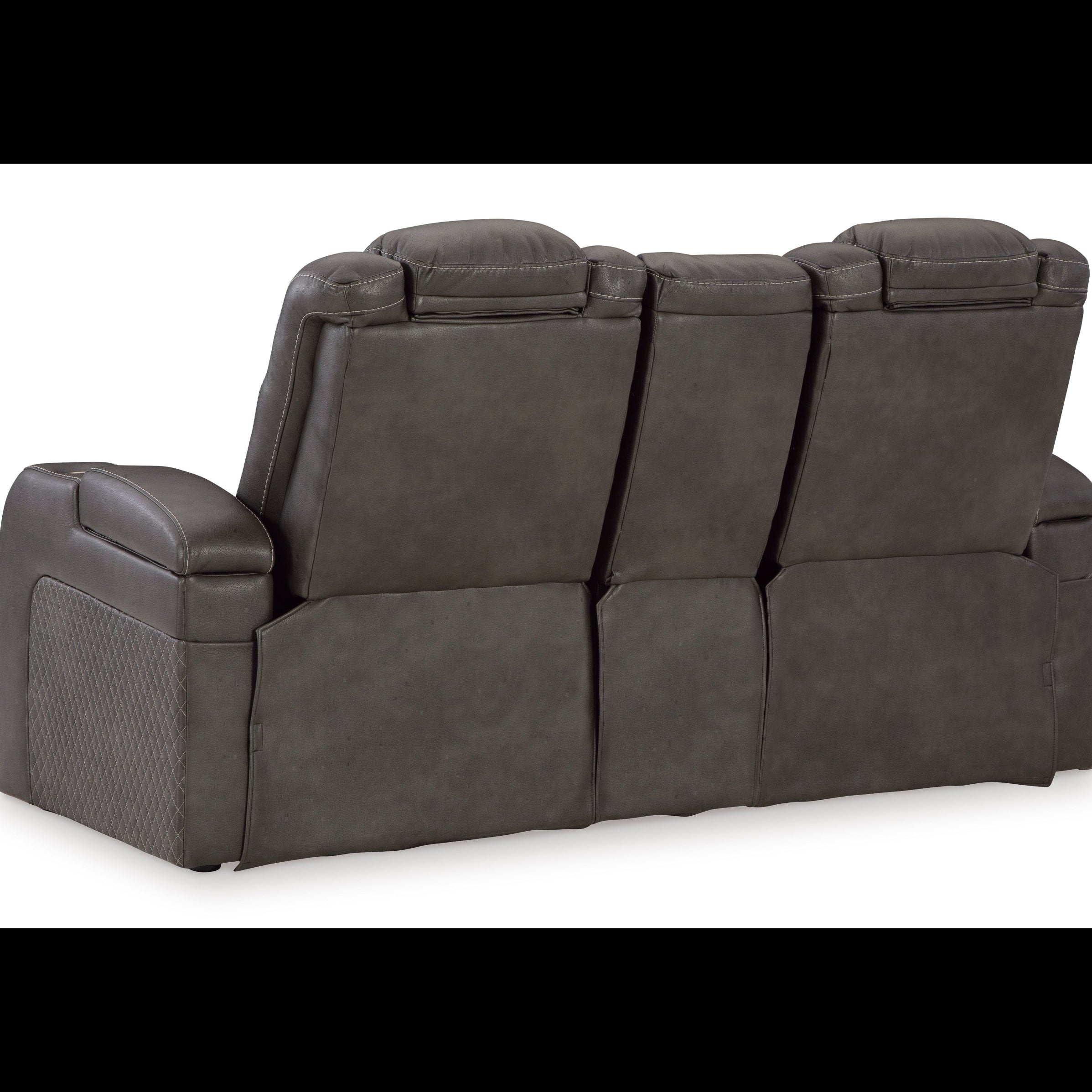 Gray reclining sofa on a white background