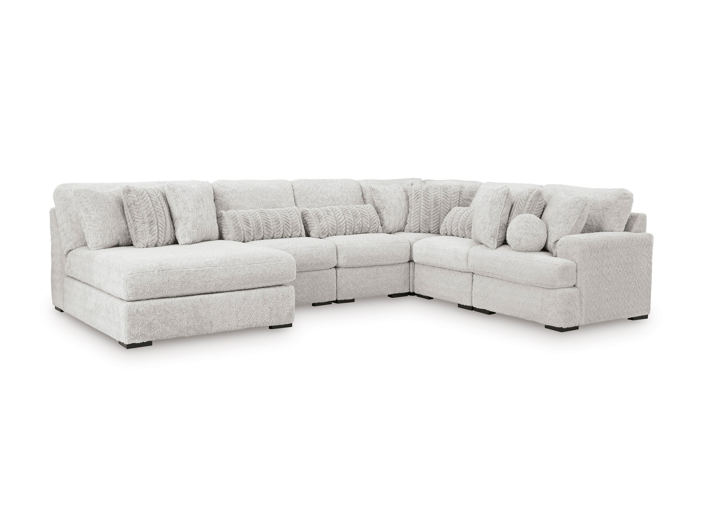 Gray sectional sofa on a white background