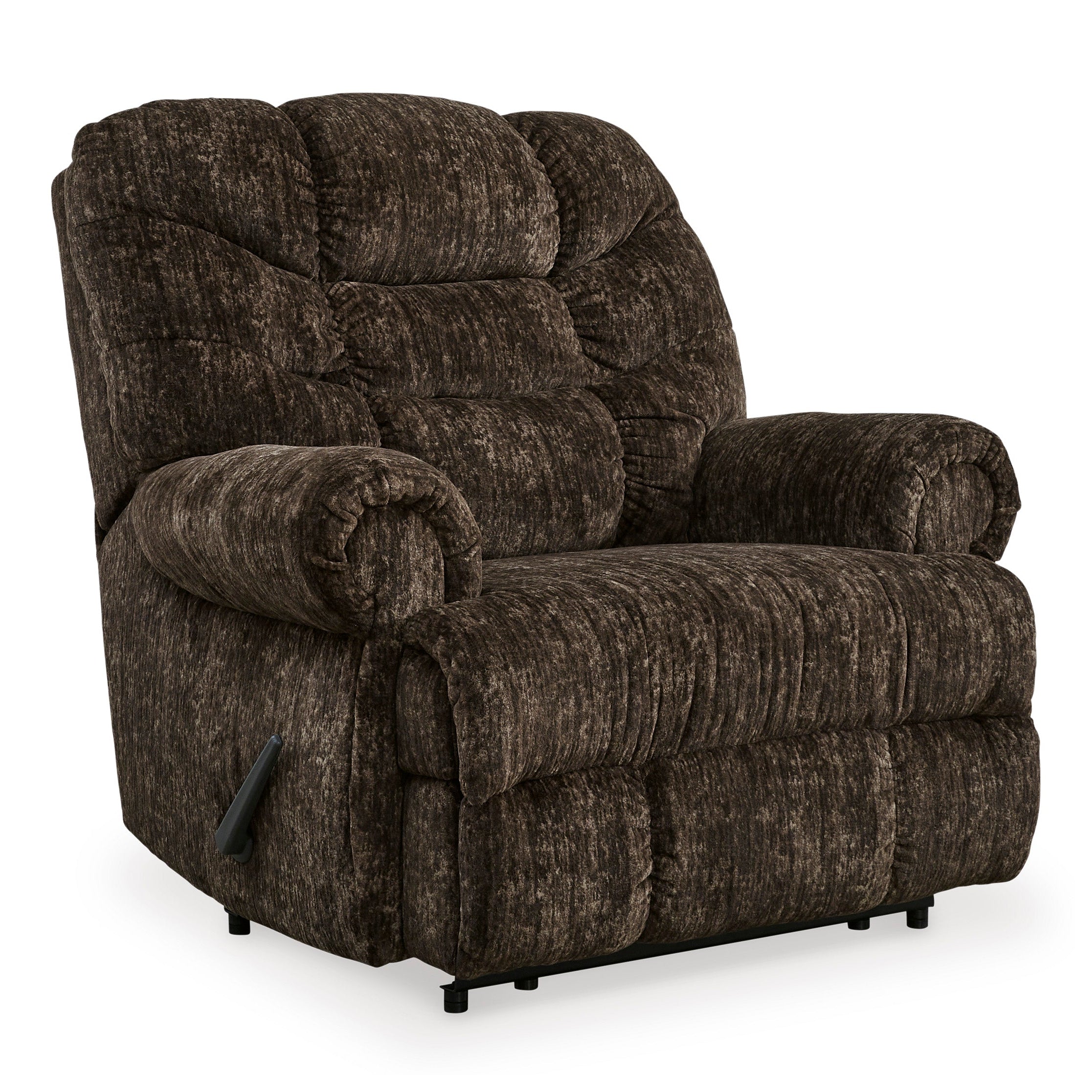 Brown textured recliner chair on a white background