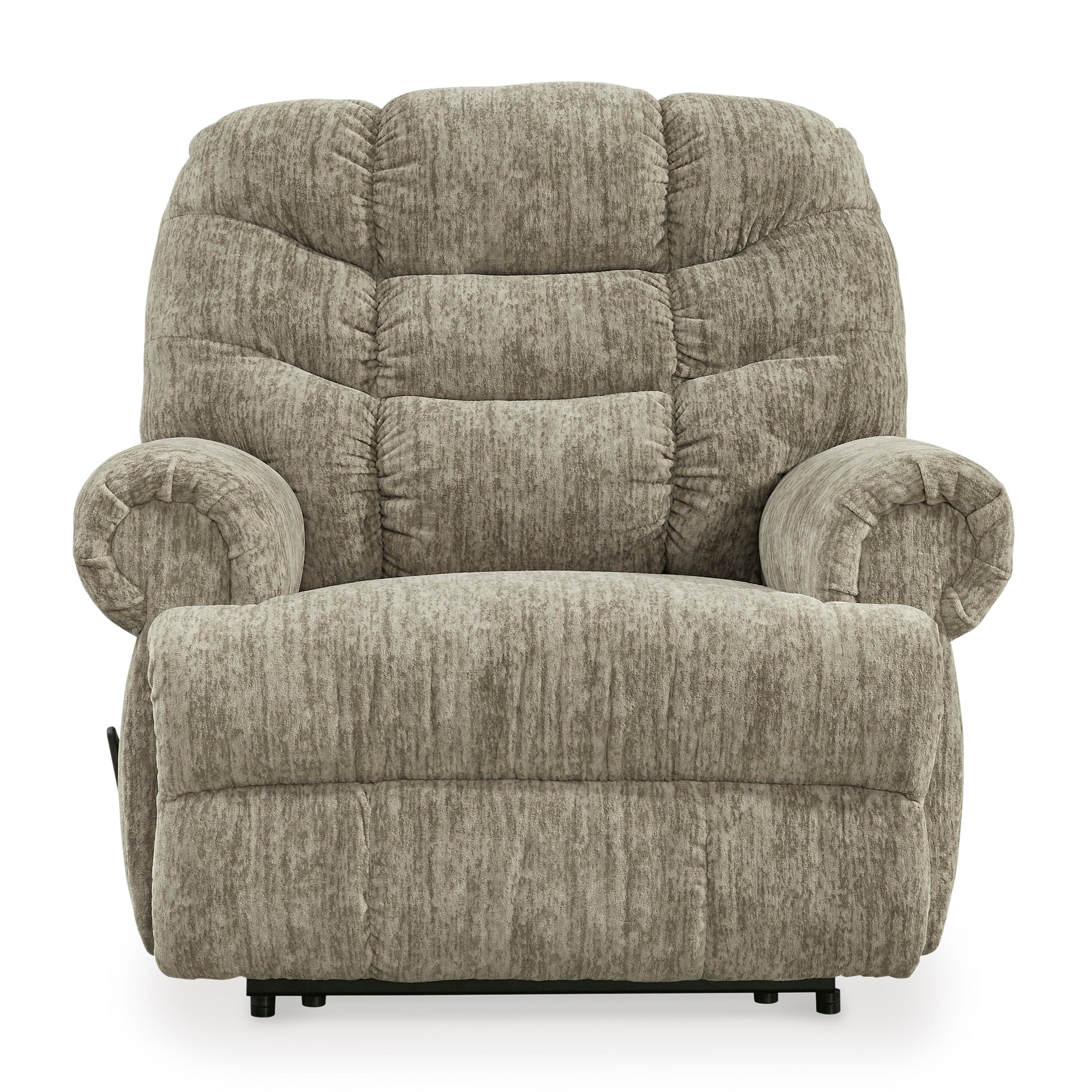 Gray textured recliner chair on a white background