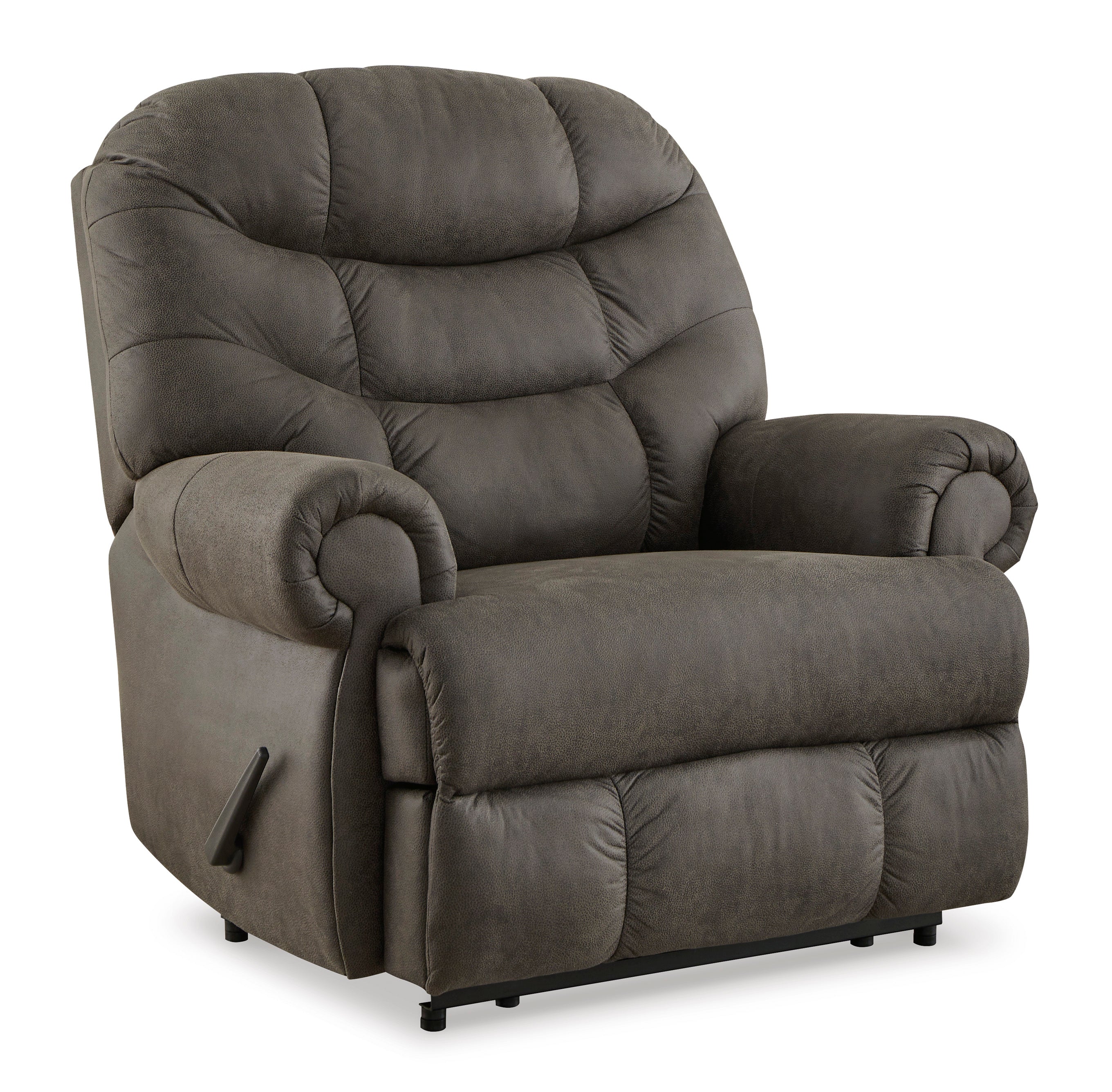 Gray recliner chair on a white background