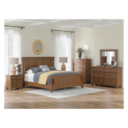 Taking a laid-back approach to casual traditional design, this artfully crafted king poster bed features a handsomely hefty yet fashionably proportioned silhouette. Its rich medium brown wood tone exudes a comfy, timeless appeal that's sure to carry you away to a dreamy time and place. This easy-to-love look makes just the right statement.

hillsmattressmore.com