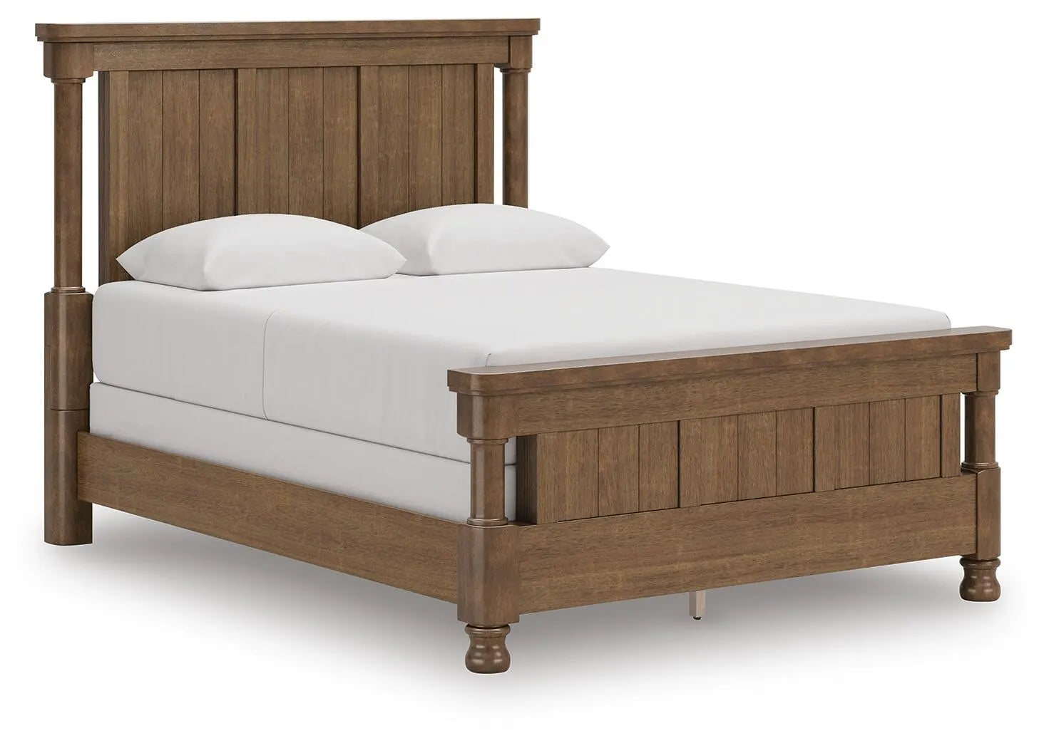 Taking a laid-back approach to casual traditional design, this artfully crafted king poster bed features a handsomely hefty yet fashionably proportioned silhouette. Its rich medium brown wood tone exudes a comfy, timeless appeal that's sure to carry you away to a dreamy time and place. This easy-to-love look makes just the right statement.

hillsmattressmore.com