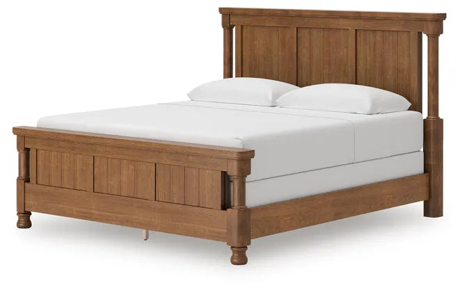 Taking a laid-back approach to casual traditional design, this artfully crafted king poster bed features a handsomely hefty yet fashionably proportioned silhouette. Its rich medium brown wood tone exudes a comfy, timeless appeal that's sure to carry you away to a dreamy time and place. This easy-to-love look makes just the right statement.

hillsmattressmore.com