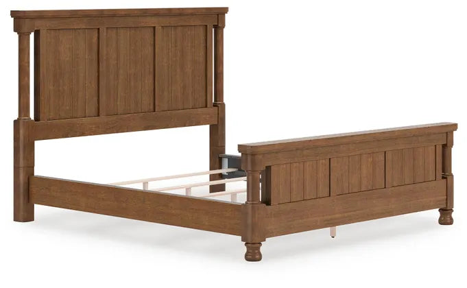 Taking a laid-back approach to casual traditional design, this artfully crafted king poster bed features a handsomely hefty yet fashionably proportioned silhouette. Its rich medium brown wood tone exudes a comfy, timeless appeal that's sure to carry you away to a dreamy time and place. This easy-to-love look makes just the right statement.

hillsmattressmore.com