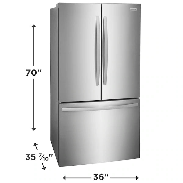 Frigidaire Standard-Depth 27.8-cu ft 3 -Door 36-in Wide French Door Refrigerator with Ice Maker with Water and Ice Dispenser ( Stainless Steel ) ENERGY STAR Certified