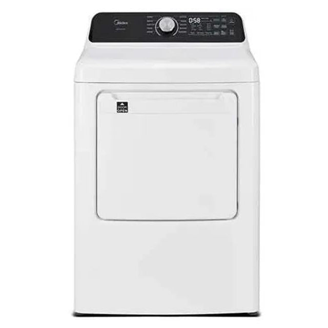 White dryer with black top on a white background
