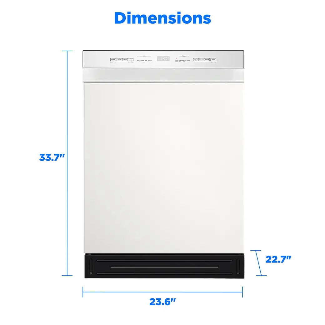 Midea MDF24P1BWW 24" Front Control Built-In Dishwasher – White