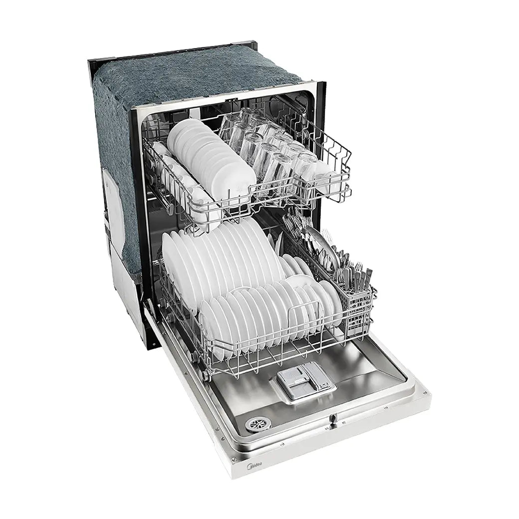 Midea MDF24P1BWW 24" Front Control Built-In Dishwasher – White