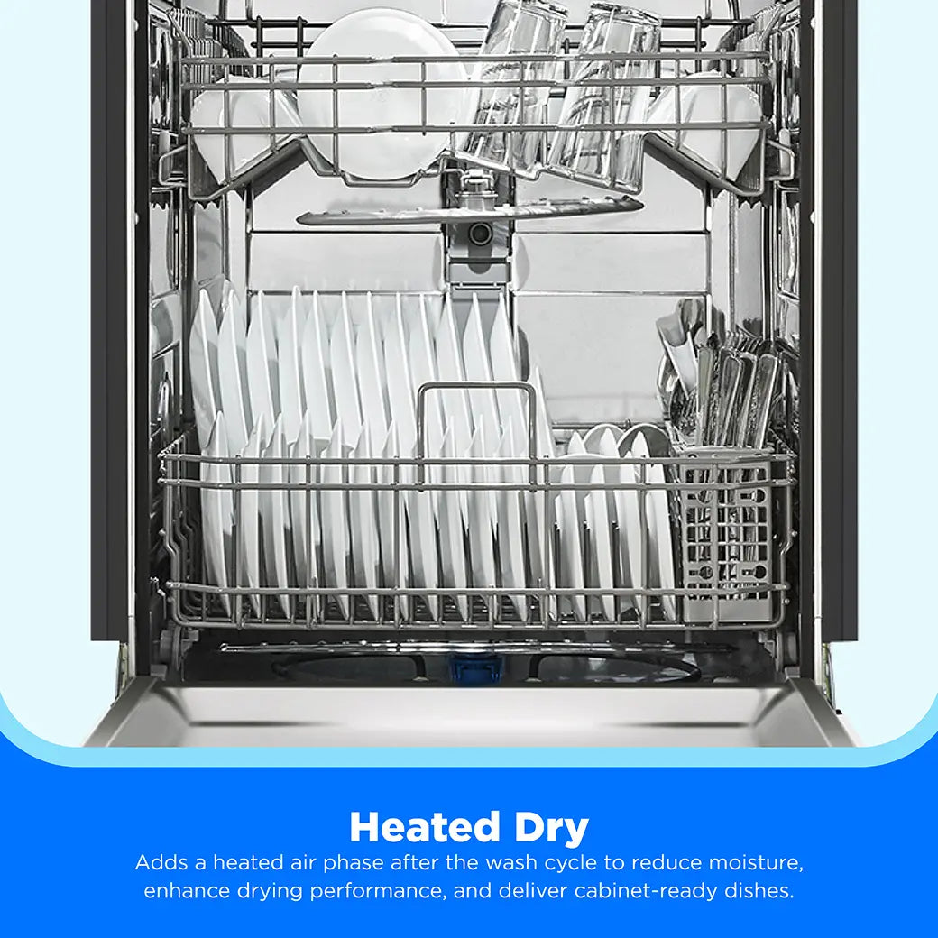 Midea MDF24P1BWW 24" Front Control Built-In Dishwasher – White