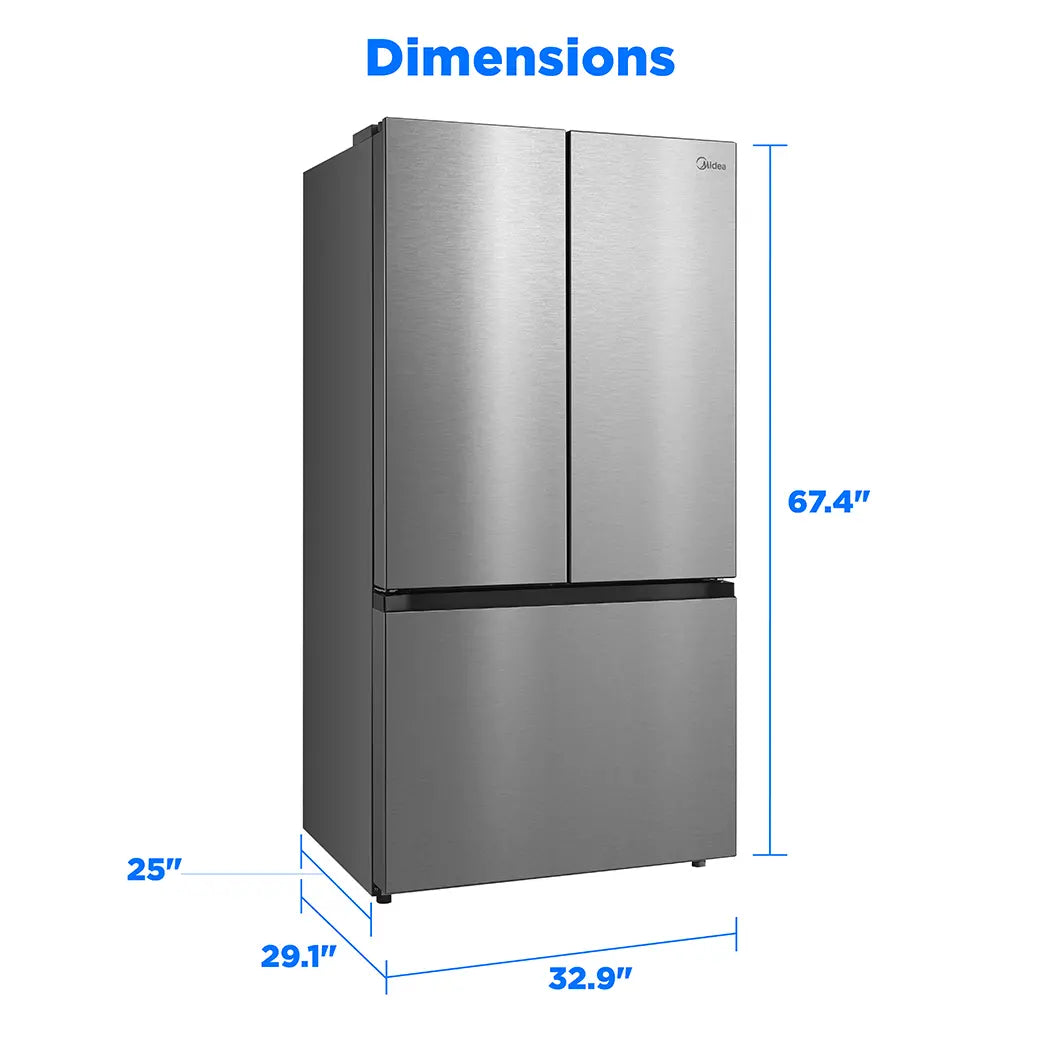Midea MRF23I5AST – 22.6 Cu. Ft. Counter-Depth French Door Refrigerator with Icemaker – Stainless Steel
