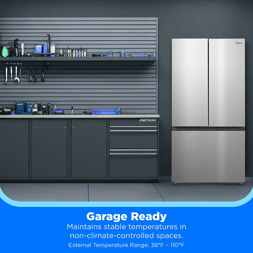 Midea MRF23I5AST – 22.6 Cu. Ft. Counter-Depth French Door Refrigerator with Icemaker – Stainless Steel